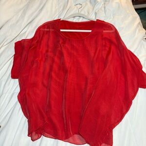 Elegant Red Women's silk Top